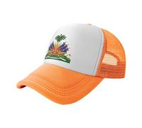 Casquette De Baseball Emblème Haïti RéGlable,à Bouton-Pression Casquettes De Baseball pour Homme Et Femme Orange Classique Course à Pied,EntraîNements Casquette De Golf