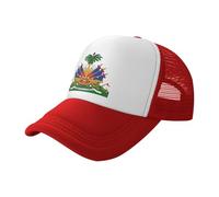 Casquette De Baseball Emblème Haïti RéGlable,à Bouton-Pression Casquettes De Baseball pour Homme Et Femme Rouge Classique Course à Pied,EntraîNements Casquette De Golf