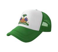 Casquette De Baseball Emblème Haïti RéGlable,à Bouton-Pression Casquettes De Baseball pour Homme Et Femme Vert Classique Course à Pied,EntraîNements Casquette De Golf