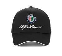 Casquette de Baseball en Coton réglable Unisexe pour Alfa Romeo Giulia Stelvio Giulietta 159 147 156 Casquette Plate avec Logo de Voiture d'équipe,Black