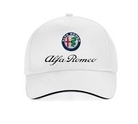 Casquette de Baseball en Coton réglable Unisexe pour Alfa Romeo Giulia Stelvio Giulietta 159 147 156 Casquette Plate avec Logo de Voiture d'équipe,White