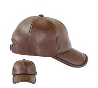 Casquette de Baseball en Cuir synthétique pour Les Jours - Casquette de Baseball Vintage élégante pour Le Golf, la pêche, Le Travail, Le Sport, Les Voyages, la Plage, Hommes et Femmes, café Clair