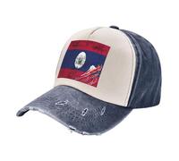 Casquette de Baseball en Denim Toutes Saisons, Chapeau de Papa en Coton Délavé Vintage pour Une Utilisation Toute L'Année, Imprimé Drapeau National Black and White One Size