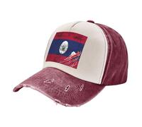 Casquette de Baseball en Denim Toutes Saisons, Chapeau de Papa en Coton Délavé Vintage pour Une Utilisation Toute L'Année, Imprimé Drapeau National Dark Red One Size
