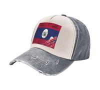 Casquette de Baseball en Denim Toutes Saisons, Chapeau de Papa en Coton Délavé Vintage pour Une Utilisation Toute L'Année, Imprimé Drapeau National Gray One Size