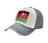 Casquette de Baseball en Denim Vieilli avec Imprimé Drapeau National Au Look Délavé Vintage - Respirante, Légère et pour Un Confort et Un Style Tout Au Long de La Journée Gray One Size