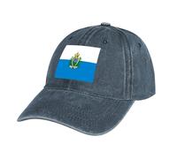 Casquette de Baseball en Jean Bleu, Coton Anti-Soleil Baseball Cap, Homme Femme été Unisexe Réglable Casquettes Drapeau de Saint-Marin Sport Extérieur Sunhat Chapeau