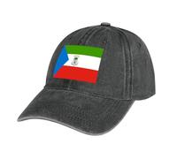 Casquette de Baseball en Jean Noir, Coton Anti-Soleil Baseball Cap, Homme Femme été Unisexe Réglable Casquettes Drapeau de la Guinée équatoriale Sport Extérieur Sunhat Chapeau