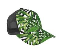 Casquette de baseball en maille avec feuilles vertes de palmier et plante tropicale pour homme et femme, réglable, rafraîchissante, respirante, séchage rapide, noir, taille unique, Noir , Taille
