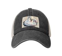 Casquette de baseball en maille de cowboy mignon Little Swan, casquette polo, camionneur, style unisexe, snapback réglable, hommes et femmes, noir, noir, taille unique