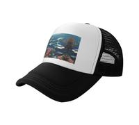 Casquette de baseball en maille pour adulte, motif requins sous la mer, fabriquée en 100 % polyester, adaptée pour un usage quotidien, les voyages, le sport et d'autres occasions.