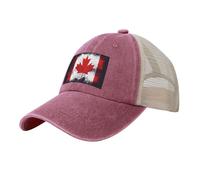 Casquette de baseball en maille pour homme et femme - Motif drapeau canadien - Chapeau de camionneur d'été - Casquette respirante pour papa, Rouge, taille unique