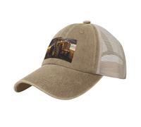 Casquette de baseball en maille pour homme et femme Motif tracteur dans le champ Chapeau de camionneur / Chapeau de soleil d'été / Casquette de papa respirante, naturel, Taille unique