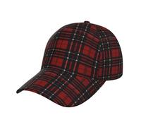 Casquette de baseball en sergé ajusté, taille réglable, chapeau discret pour homme et femme, motif écossais rouge et noir, Noir , L