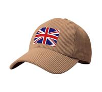 Casquette de baseball en velours côtelé avec drapeau du Royaume-Uni, même style pour homme et femme, un bon choix pour photographie de voyage kaki
