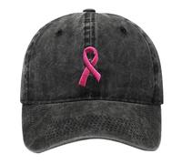 Casquette de Baseball Femme Homme Cancer du Sein Octobre Ruban Rose Cadeau de Survivante Casquette de Sensibilisation Cancer du Sein Casquettes en Serre Lavées Réglables (Black, One Size)