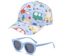 Casquette de Baseball Garcon Lunette de Soleil Enfant, Réglable Baseball Cap Chapeau de Protection Solaire Lunettes Soleil Accessoire Été Garcon pour Les Sports d'Extérieur