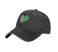 Casquette De Baseball Half Brazil Flag Half USA Flag Love Heart Casquette Hat Réglable Chapeau Soleil Unisexe Trucker Hat pour Badminton Tennis Camping