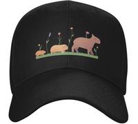 Casquette de Baseball Hip hop Chapeau Soleil Unisexe Mode Hamster Cochon d'Inde et Capybara icône fête en Mousse Noir Chapeaux pour Hommes Femmes Cadeau d'amitié Anniversaire