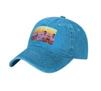 Casquette de baseball hip-hop noire imprimée paysage de l'île de Grèce en jean délavé adapté pour voyage, randonnée et fitness, bleu, Taille unique
