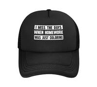 Casquette De Baseball I Miss The Days When Homework Was Just Coloring Trucker Caps Classic Bord Plat Casquettes Adjustable Baseball Cap pour Camping Cyclisme Running