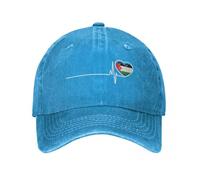 Casquette De Baseball Imprimée Palestine Heart Beat - Casquette De Baseball Réglable À 6 Panneaux Adjustclassic, Chapeau Snapback En Coton Vieilli Vintage Pour Hommes Et Femmes, Bleu, Taille Uniqu