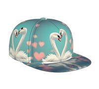 Casquette de baseball imprimée The Swan in Love, réglable à bord plat, chapeau de soleil pour sports de plein air, noir