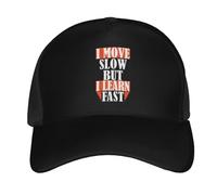 Casquette De Baseball Je Bouge Lentement mais J'Apprends Vite Baseball Cap Vintage Casquettes De Golf Respirante Bord Plat Casquettes pour Camping Running Randonnée