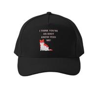 Casquette de Baseball Je Pense Que tu ES Un Idiot. Sache Que Feed Me. Chapeau Vintage en Coton Noir à visière courbée Ajustable pour Hommes et Femmes.