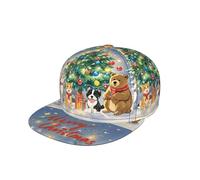Casquette De Baseball Joyeux Noël ! Animaux Autour du Sapin De Noël - Impression Recto Verso Golf Hat Sport Trucker Caps Adjustable Casquettes De Golf pour Outdoo Running Randonnée