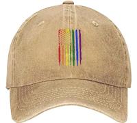 Casquette De Baseball LGBT Gay Pride Rainbow Flag American Flag Bord Plat Casquettes Respirante Baseballcap Anti UV Trucker Caps pour Running Randonnée Camping