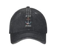 Casquette De Baseball Mon Bateau, Mes Règles, Noir Trucker Caps Vintage Bord Plat Casquettes Classic Baseball Cap pour Running Cyclisme Camping