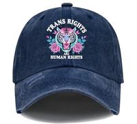 Casquette de baseball motif floral de tigre Trans Rights are Human Rights, Bleu marine profond 1, 53