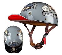 Casquette De Baseball Moto Casque Demi Vintage Casque Jet Demi Coque Mobylette Bols Casque Dot/ECE Homologué Pilote Casque De Scooter À Visage Ouvert pour Hommes Femmes I,L=59-60cm