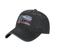 Casquette de baseball Mt. Fuji au début du printemps pour adulte en denim délavé, 100 % coton, unisexe, convient pour un usage quotidien et les voyages