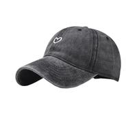 Casquette de Baseball Noire Brodée d'Amour - Chapeau Réglable à Visière à la Mode, Chapeau de Soleil d'Été en Détresse Lavée