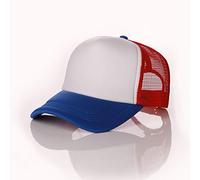 Casquette De Baseball,Personnalité Trucker Hat Blank Mesh Cap Réglable Sport Outdoor Sun Cap, Bleu Blanc Rouge
