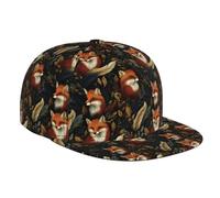 Casquette de Baseball Plate pour Femmes Hommes Réglable Vintage Imprimé Renard Forêt Casquette de Baseball Plate Casquette de Baseball pour Papa Homme Noir