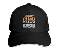 Casquette de Baseball Polyvalente Classique Désolé Je suis en Retard J’AI vu Un Rocher Géologie Rockhound Chapeau Casquette de Ballon de Plage Golf pour Les Femmes Hommes PLeisure Cadeaux de Sport