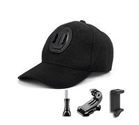 Casquette De Baseball pour Caméra d'action, Chapeau De Soleil avec Boucle De Fixation À Dégagement Rapide pour Gopro Et Autres Caméras d'action, avec Crochet en J Et Pince pour Téléphone, Noir