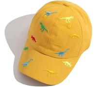 Casquette de baseball pour enfant garçon et fille - Broderie dinosaure réglable - En coton - Protection UV - Pour l'été et l'automne - Pour 2 à 6 ans - Pour bébé garçon et fille, jaune, Taille unique