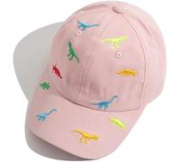 Casquette de baseball pour enfant garçon et fille - Broderie dinosaure réglable - En coton - Protection UV - Pour l'été et l'automne - Pour 2 à 6 ans - Pour bébé garçon et fille, Rose, taille unique