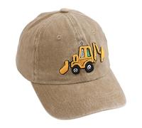 Casquette De Baseball pour Enfants 1 Pièce, Casquette À Visière Brodée D'Excavatrice, Casquette De Baseball À Boucle Arrière Réglable, Chapeau De Soleil D'Été (Couleur Kaki)