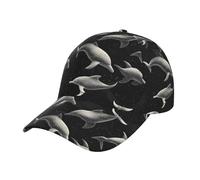Casquette de baseball pour femme et homme - Imprimé dauphins noirs - Réglable - Pour femme et homme - Chapeau de papa sportif