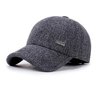 Casquette de baseball pour homme en laine et tweed avec cache-oreilles pliables, Z Gray, L