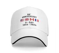 Casquette de baseball pour homme et femme 1944 D-Day 80e anniversaire Normandie Chapeau d'extérieur Casquette de soleil d'automne Casquette de golf décontractée Cadeau pare-soleil
