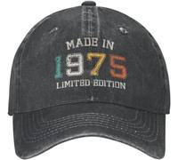 Casquette de Baseball pour Hommes Mode Coton Né en 1975 Casquette de Baseball pour Femmes Hommes Ajustable Fabriqué en 1975 Cadeau de 48e Anniversaire Chapeau de Papa Cadeau de Sport