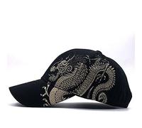 Casquette De Baseball,Printemps Été Style Chinois Dragon Design Motif Casquette De Baseball Coton Casquettes Extérieures Hommes Femmes Casquette De Camionneur,Noir