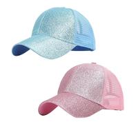 Casquette de Baseball Queue de Cheval à Paillettes, Chapeau de Soleil D'été, Chignon Hautqueue de Cheval en Désordre, Chapeau en Maille Réglable pour Le Sport, La Plage et Les Activités Quotidiennes