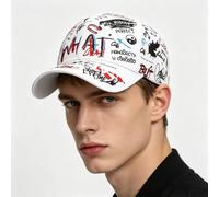 Casquette de baseball réglable à bord incurvé imprimé graffiti unisexe | Tissu en coton mélangé avec imprimé graffiti graphique, bord incurvé et sangle arrière réglable pour un ajustement flexible.